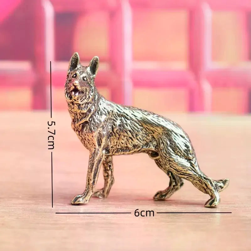 Vintage Copper Lucky Dog Miniature Figurines Desktop Small Brass Ornaments Wolf Tea Pets Home Decorations Oasis Select