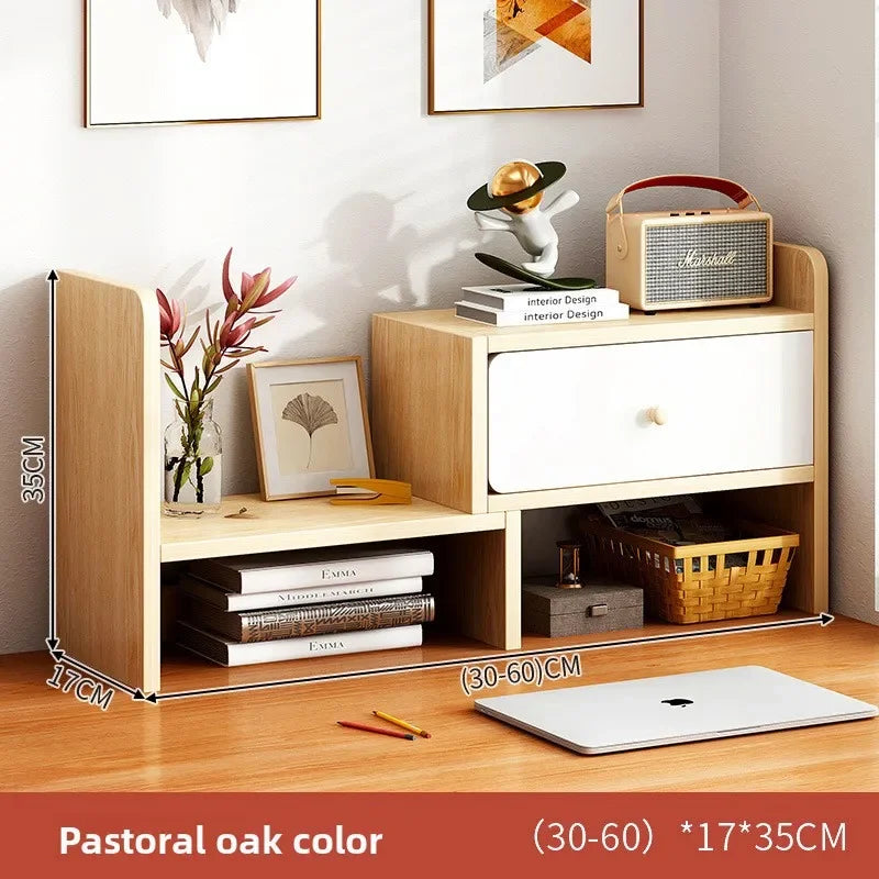 Desktop bookshelf storage shelf office storage shelf simple desk multi-layer telescopic shelf home desk small bookcase Oasis Select