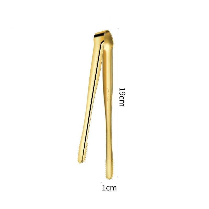 2Pcs Kitchen Tongs Stainless Steel Barbecue Tongs Clip BBQ Grill Meat Tongs Cooking Tweezers for Food Utensils Kitchen Tools Oasis Select Golden-19CM 2Pcs