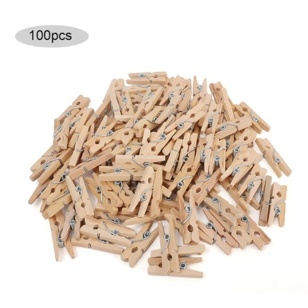 50/100pcs Durable Wooden Photo Clips Mini Reusable Memo Paper Peg Wooden Clamp for Hanging Pictures Paper DIY Crafts Oasis Select 100pcs