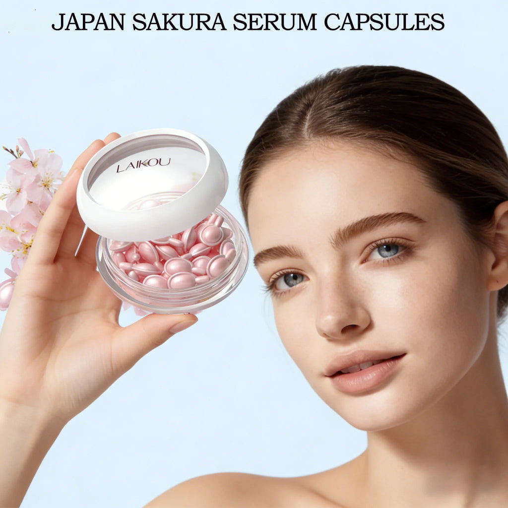 LAIKOU Sakura Capsule Face Serum – Brightening Anti-Wrinkle Face Serum Capsules Oasis Select