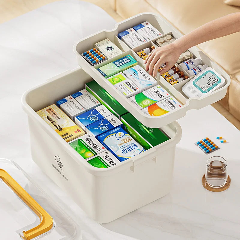 Large Portable Medicine Organizer Box Multifunctional First Aid Storage with Dividers for Pills/Drugs Household Medical Kit Oasis Select