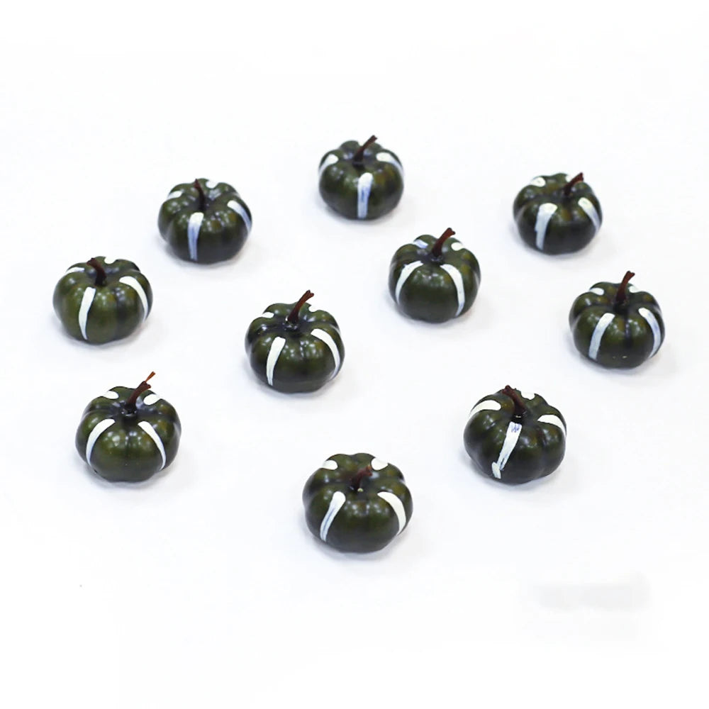 10Pcs Artificial White Orange Pumpkins Decorative Harvest Pumpkins For Fall Wedding Thanksgiving Halloween Table Centerpieces Oasis Select Army green