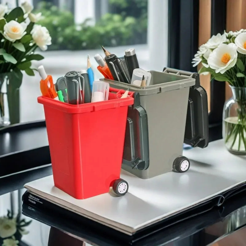 2pcs Mini Trash Can Pen Holders for Office Desk, Lightweight Plastic Organizer, Desk & Drawer Organizer for Home Storage Oasis Select
