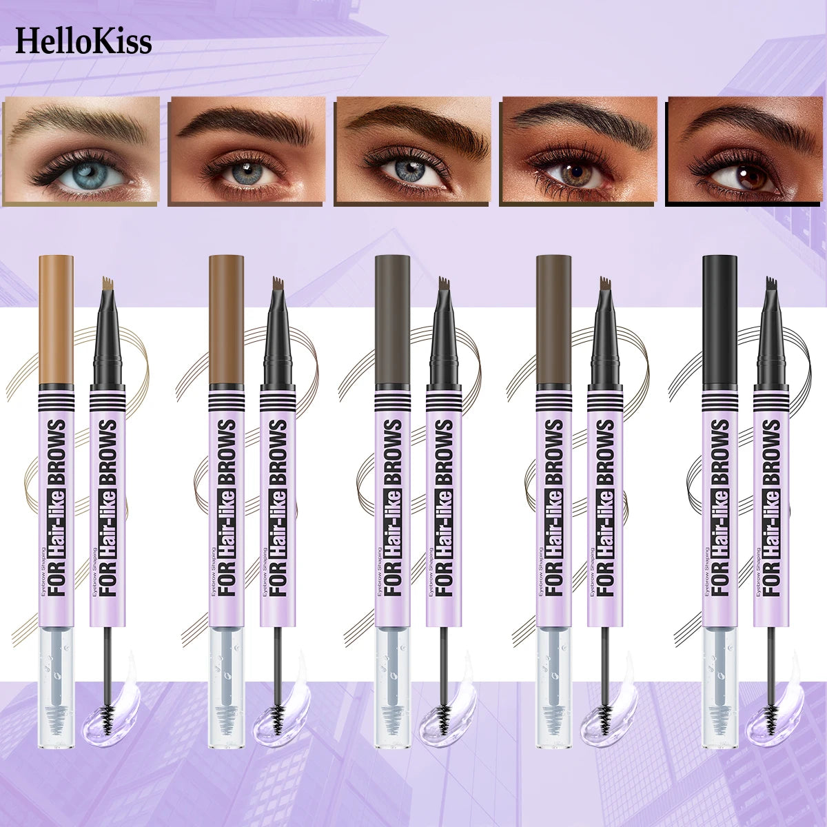 Hello Kiss Double-Ended Waterproof Eyebrow Pencil | Long-Lasting