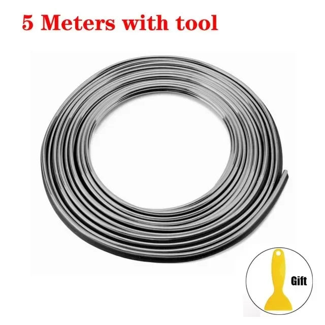 Car interior trim strips universal car gap fillers automobile molding line decorative accessories DIY flexible strip garnish Oasis Select 5M silver 2pcs