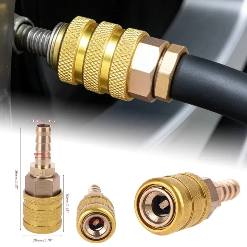 Inflation Adapter 8mm Leakproof Tire Inflation Quick Connector for Bicycle Motorcycle Car Tire Filling HD Conversion Accessories Oasis Select