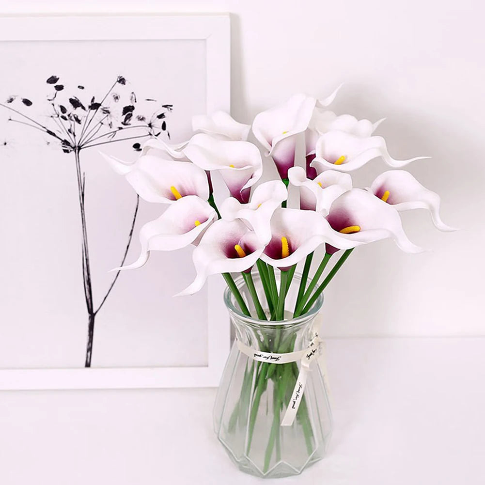 Calla Lily Artificial Bouquet – Wedding & Home Decor Flowers Artificial Flower Bouquet Oasis Select white purple