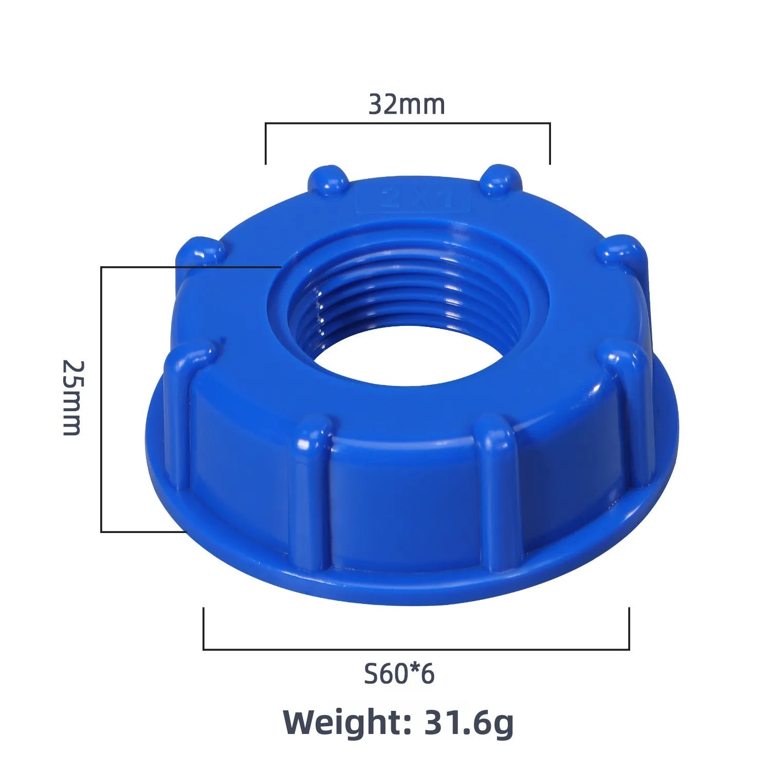 1Pc Durable IBC Tank Adapter - S60x6 Coarse Threaded Cap (60mm Female Thread) to 1/2", 3/4", 1" Connector Oasis Select F