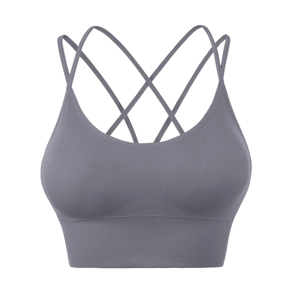 Wirefree Sports Bra Women's Sexy Back Shockproof Fitness Crisscross Brassiere Training Sports Running Yoga Tank Tops Sportswear Oasis Select