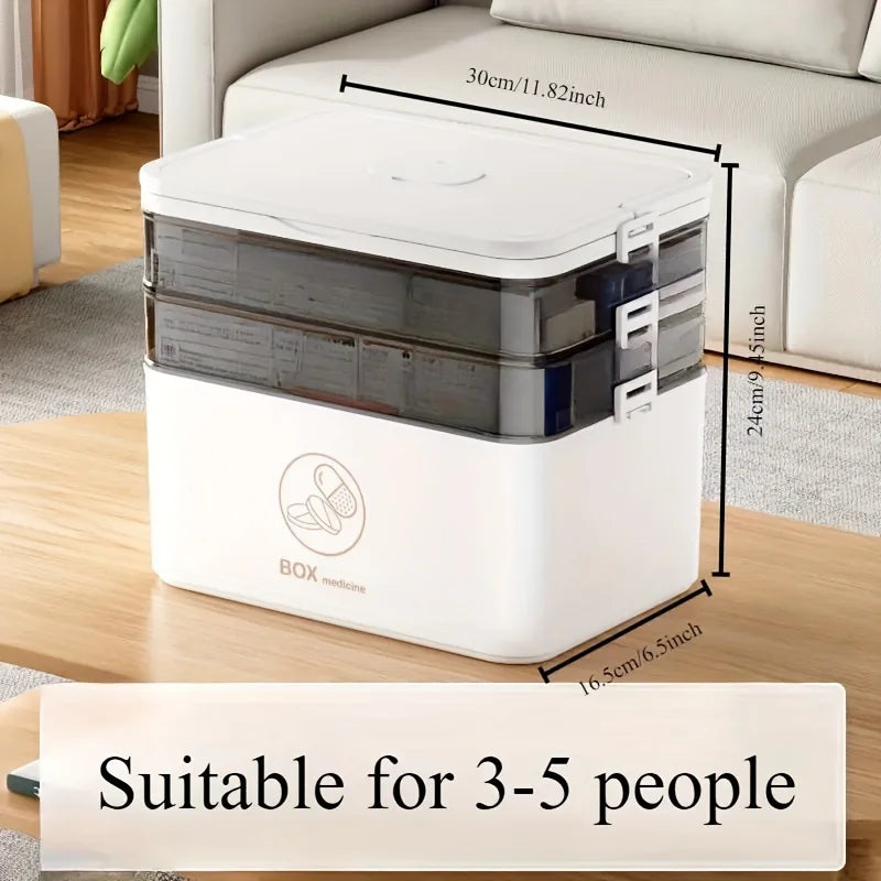 1pc Leak-Proof Medicine Organizer, 3-Tier First Aid Storage Cabinet Box, Compact Multifunctional Household Medical Kit for Home Oasis Select