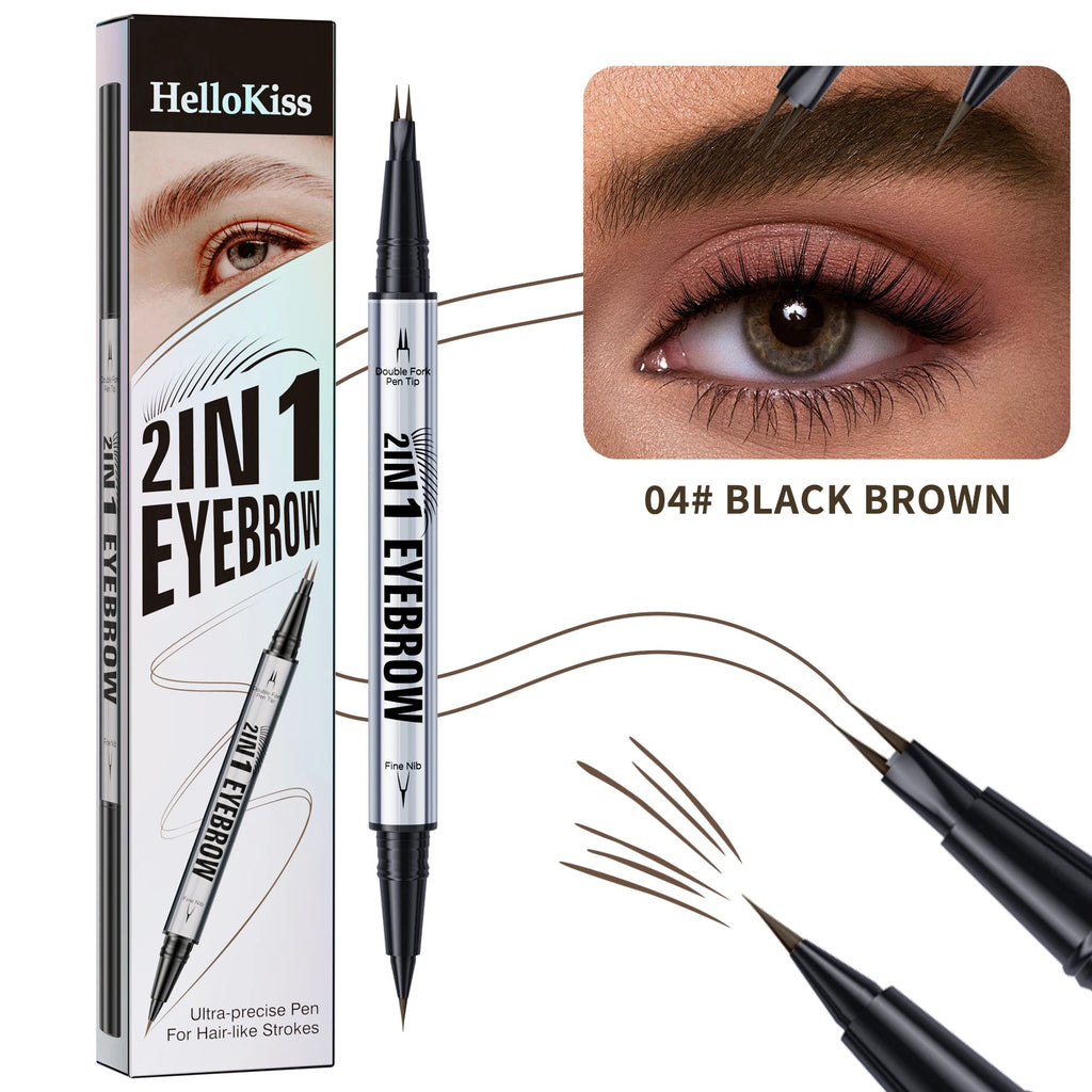 Hello Kiss 2-in-1 Waterproof Eyebrow Pencil – Double-Ended Brow