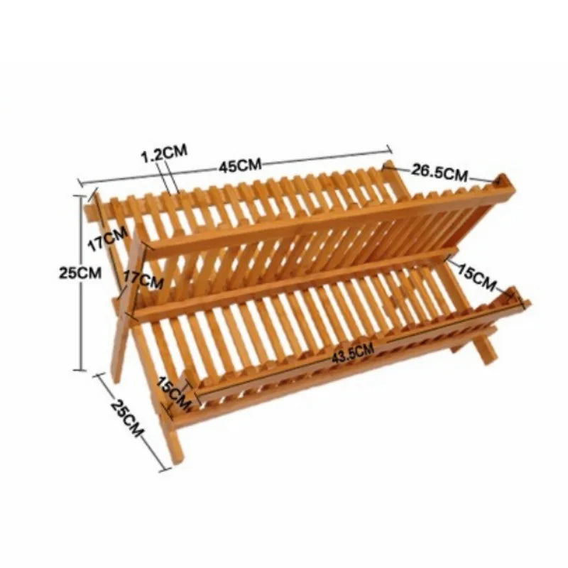 16 grid folding bowl rack, bowl rack, creative bamboo dish rack, household double-layer bowl rack Oasis Select