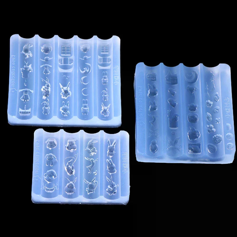 Cute Nail Mold Silicone Rabbit Paradise Moon Castle Art Elegant Oil Painting Style Nail Stereoscopic Template Mold Oasis Select