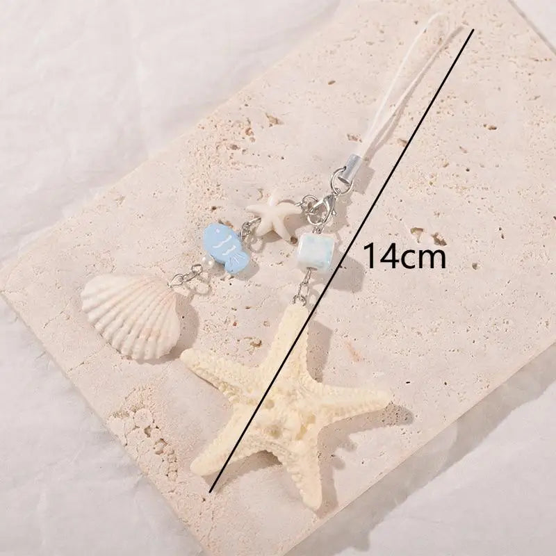 Seashell Keychain with Starfish Long Tail Charms Summer Travel Backpack Pendant for Girls and Women Oasis Select
