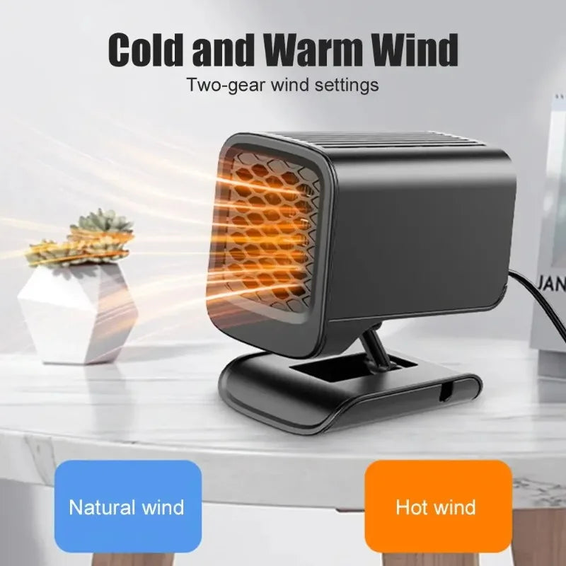 12V 2 in 1 Car Heater Fan Electric Cooling Heating Windshield Defogging Demister Heater Air Purification Anti Fog System Oasis Select