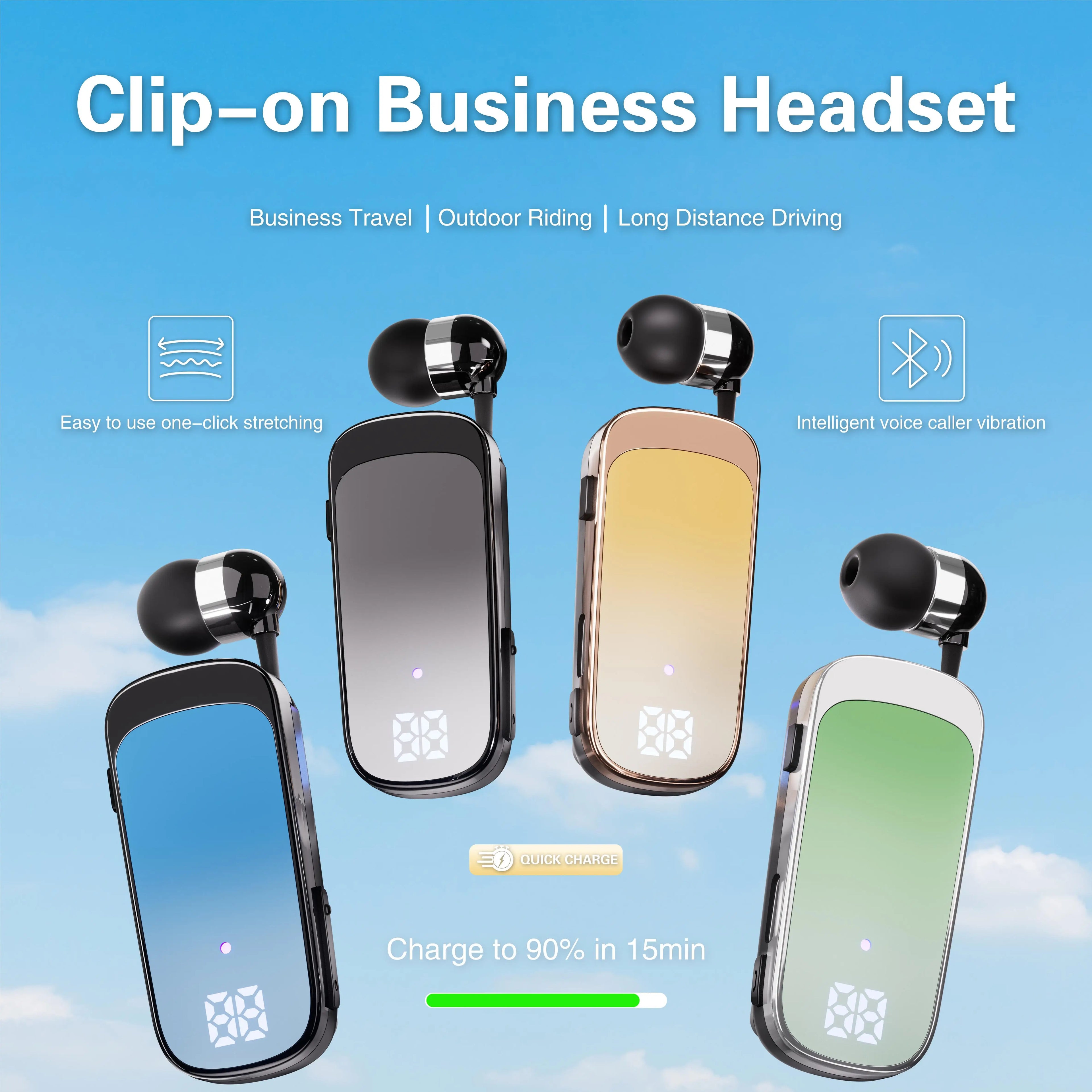 # K65 Lavalier Business Bluetooth 5.2 Headset Talk/Music Time 20 Hours LED Digital Display Noice Cancelling Wireless Earphones Oasis Select
