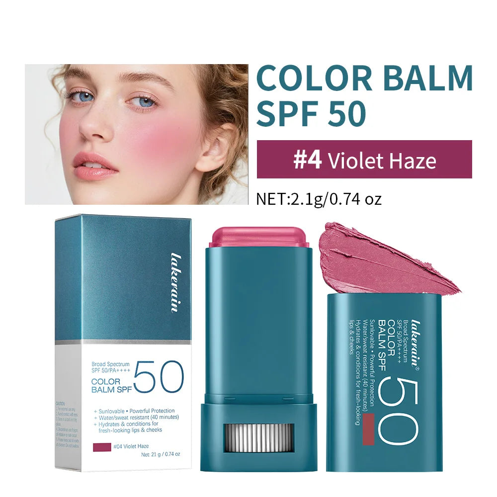 Color Balm SPF 50 Lip & Cheek Tint – 8 Shades Buildable Blush Lip & Cheek Tint Oasis Select 04 Violet Haze