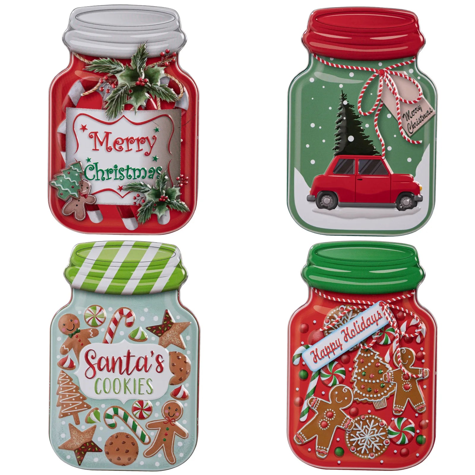 Christmas Tin Box Candy Cookie Box Biscuit Chocolates Gift Metal Tin Box with Lid Containers for Xmas Party Decor Supplies Oasis Select