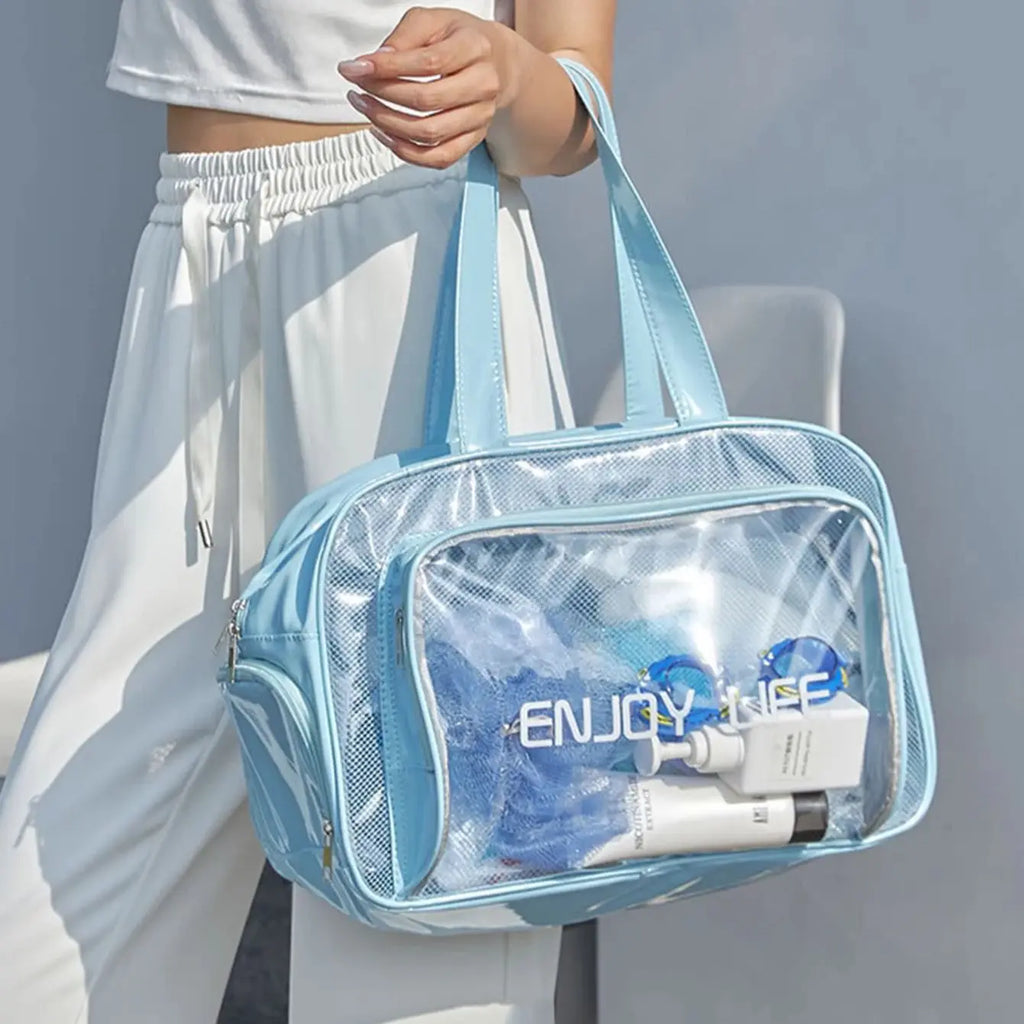 Double Layer Dry Wet Separation Makeup Bag With Large Capacity Waterproof Handheld Transparent Wash And Makeup Bag Oasis Select