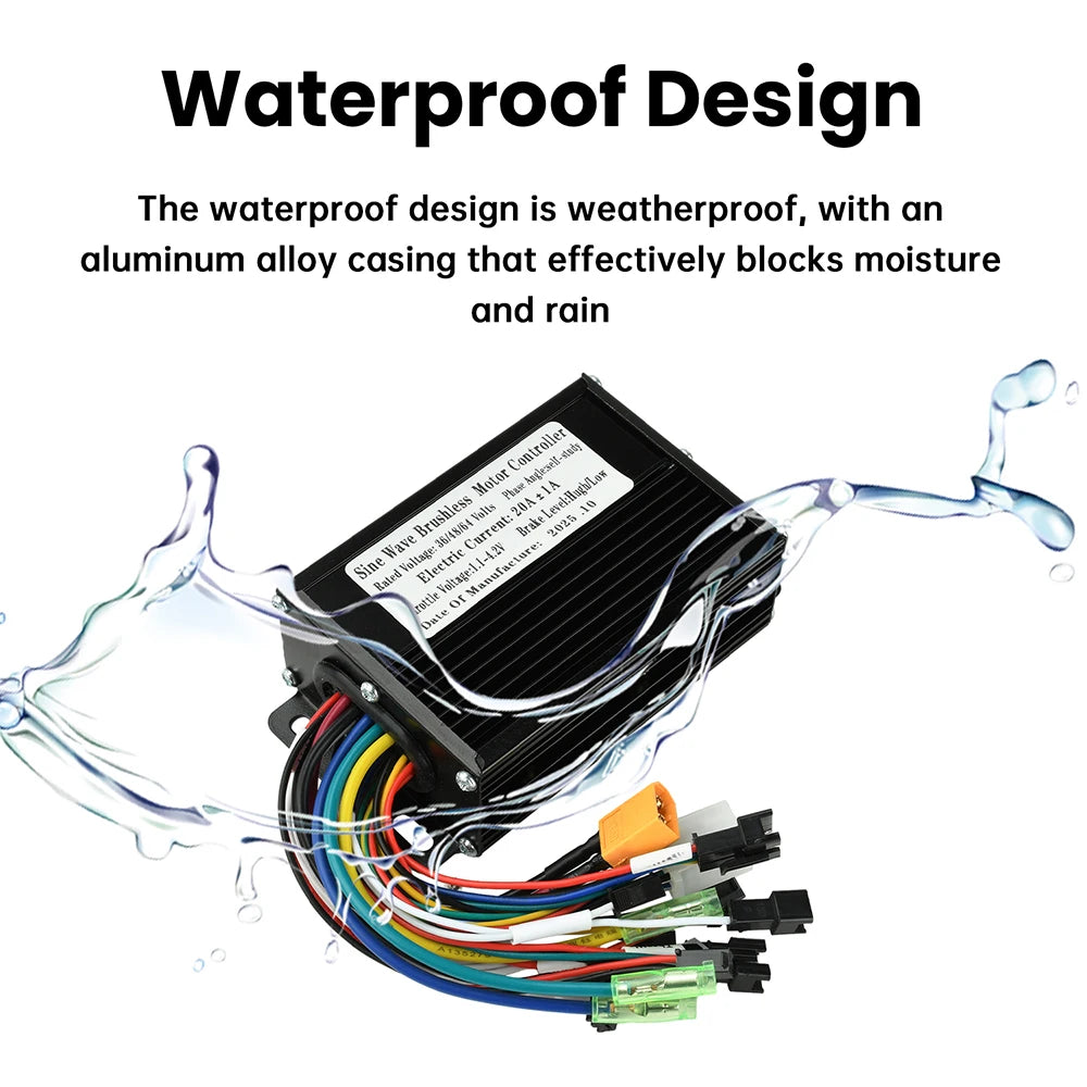 36V/48V 20A Sine Wave Brushless Motor Controller 350W-500W LCD Electric Bicycle Compatible with SM Connectors Protocol Oasis Select