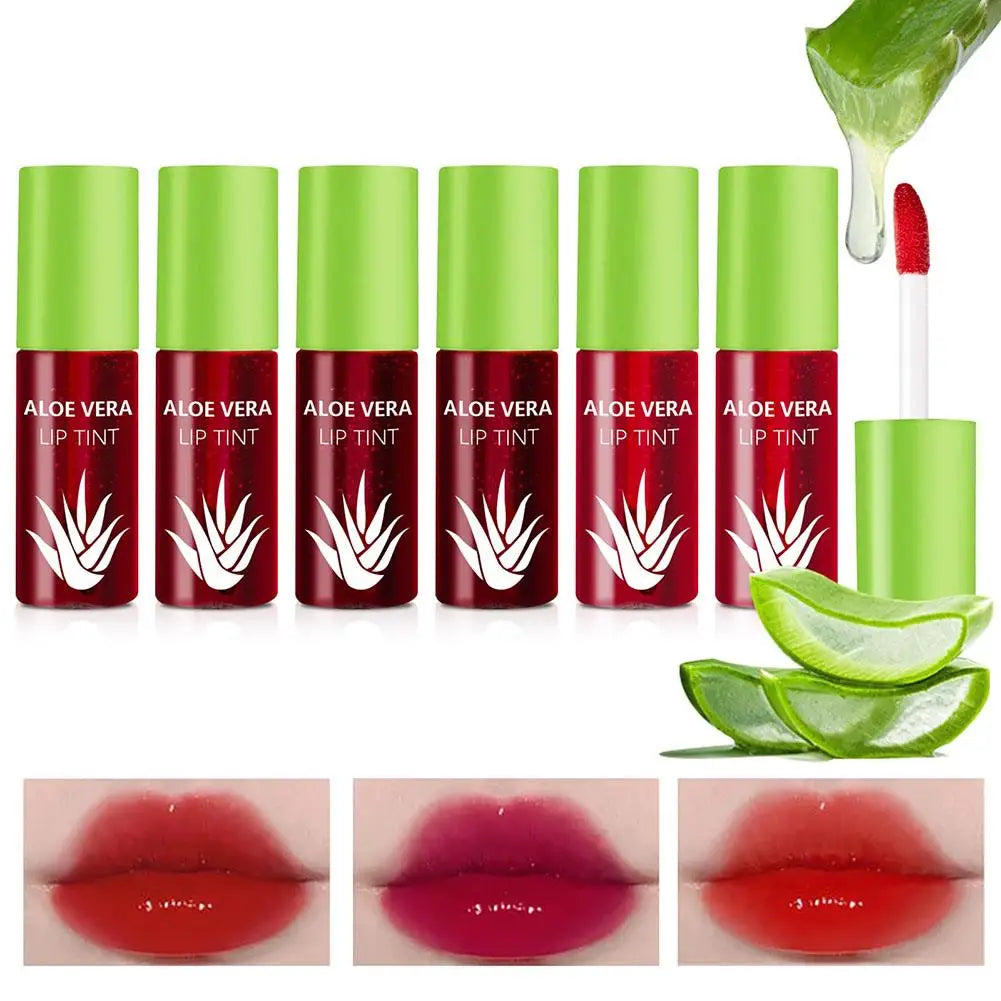 6 Color Lip Tint Stain Set Plumping Liquid Lipstick Aloe Vera Watery Lip Stain Lip Gloss Multi-use Moisturizing Lip & Cheek Tint Oasis Select