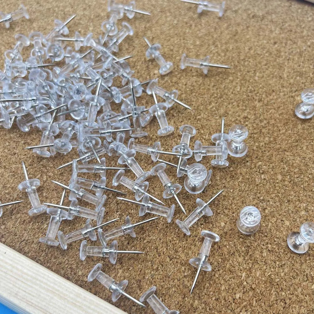 20/50/100pcs Push Pins Transparent Thumb Tacks With Plastic Box Home Office School Craft Projects Cork Board Photo Wall Bulleti Oasis Select