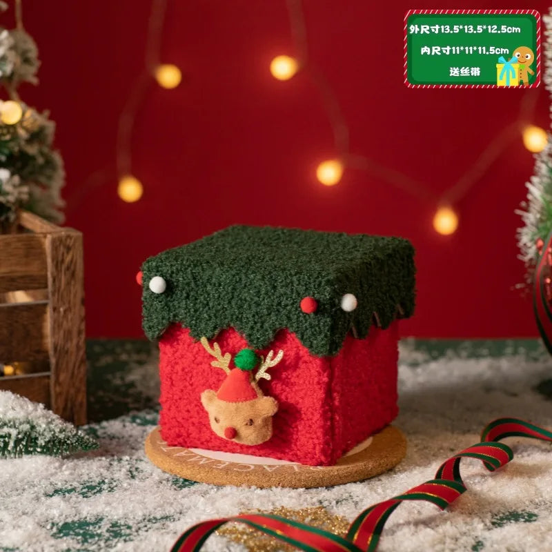 High-End Thickened Stiffened Christmas Box - Handmade DIY for Gifts, Christmas Eve Apple Storage & Festive Candy Packaging Oasis Select B 13.5X13.5X12.5CM