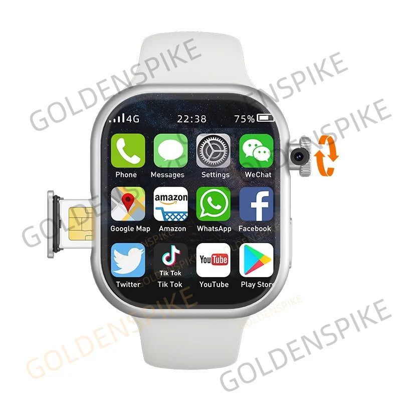 VP19 S10 Smartwatch Men Women Smart Watches With 2.29inch Amoled Screen Rotating Camera GPS WIFI 4G/5G SIM Card Slot Compass NFC Oasis Select Silver 8GB 128GB