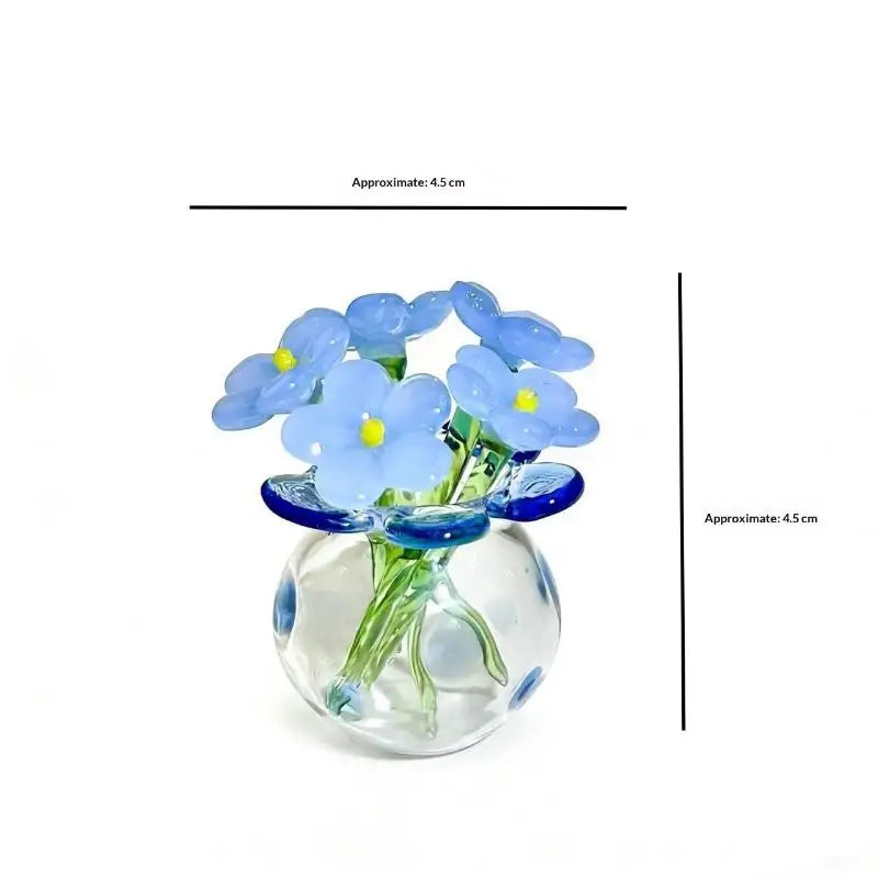 6/7Pcs Mini Lifelike Glass Flowers Simulation Flowers Handcrafted Floral Sculpture Floral Bouquet With Vase Home Decoration Gift Oasis Select A15