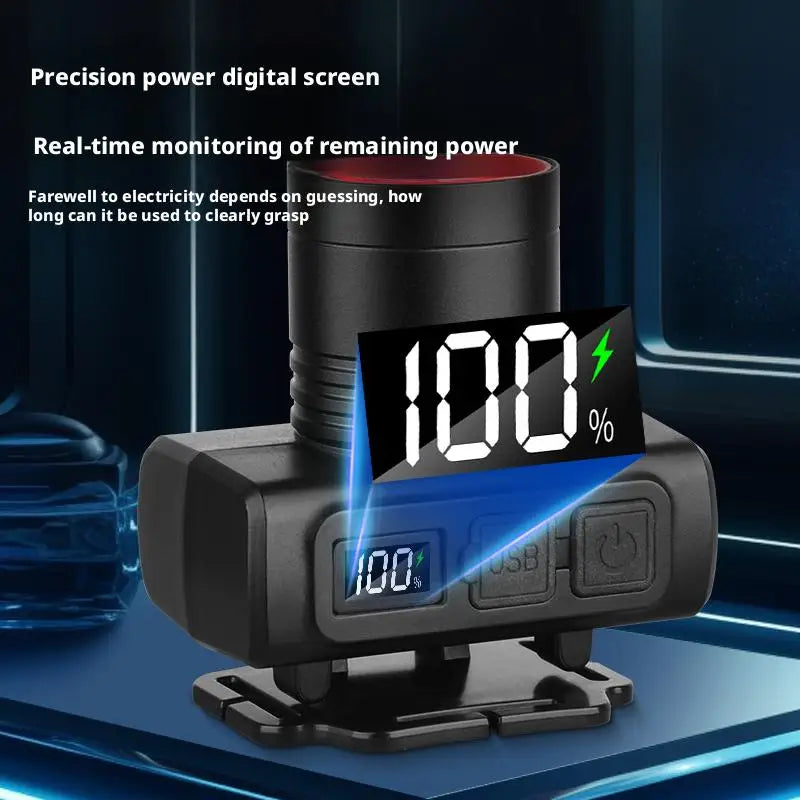 High Brightness LED Headlight with Digital Zoom Outdoor Strong Light Charging Headlight Long Endurance for Camping And Hiking Oasis Select