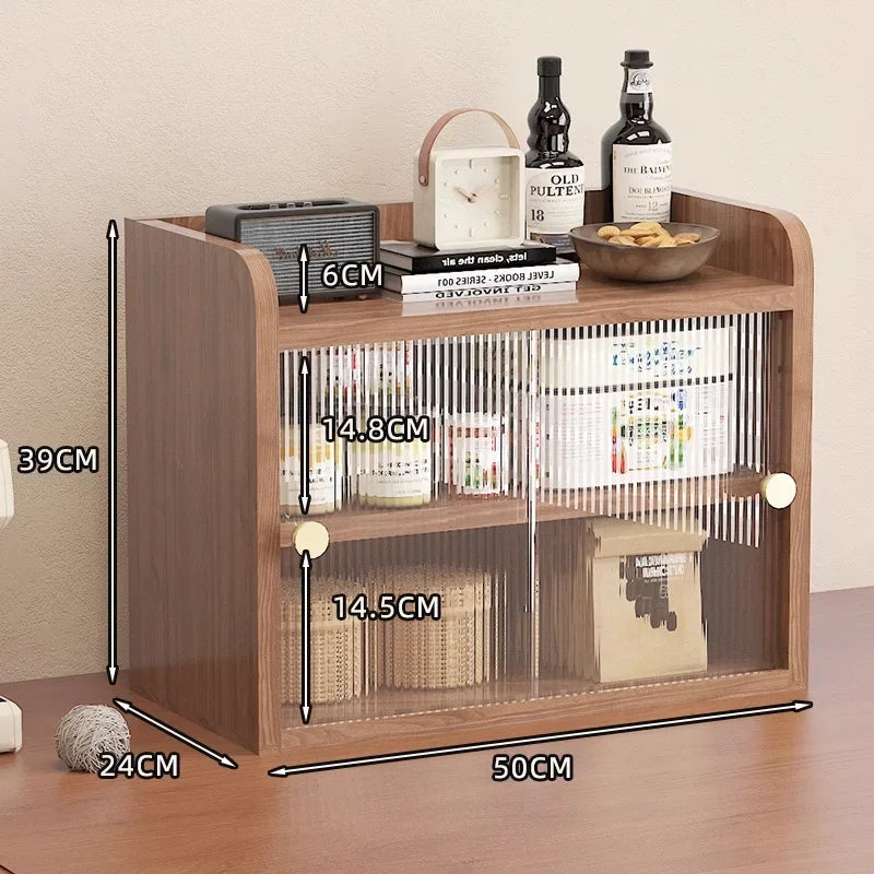 Multi-functional Cup holder storage Shelf dust-proof water cup tea cup coffee cup side cabinet storage Oasis Select Walnut 3