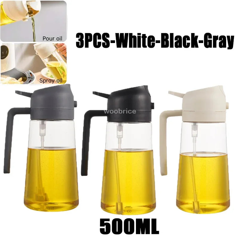 2in1 Oil Sprayer Plastic Bottle for Cooking Anti-leakage Olive Oil Storage Bottle for BBQ Air Fryer Steak Salad Kitchen Supplies Oasis Select 3PCS-mix3