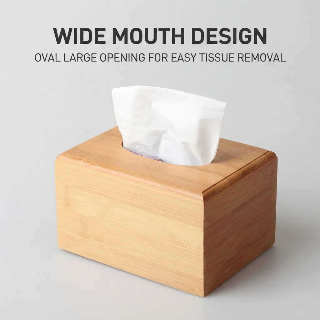Bamboo Tissue Box Modern Minimalist Design Tissue Box Holder Household Tissue Case For Hotel Restaurant Hotel Office Easy-Refill Oasis Select