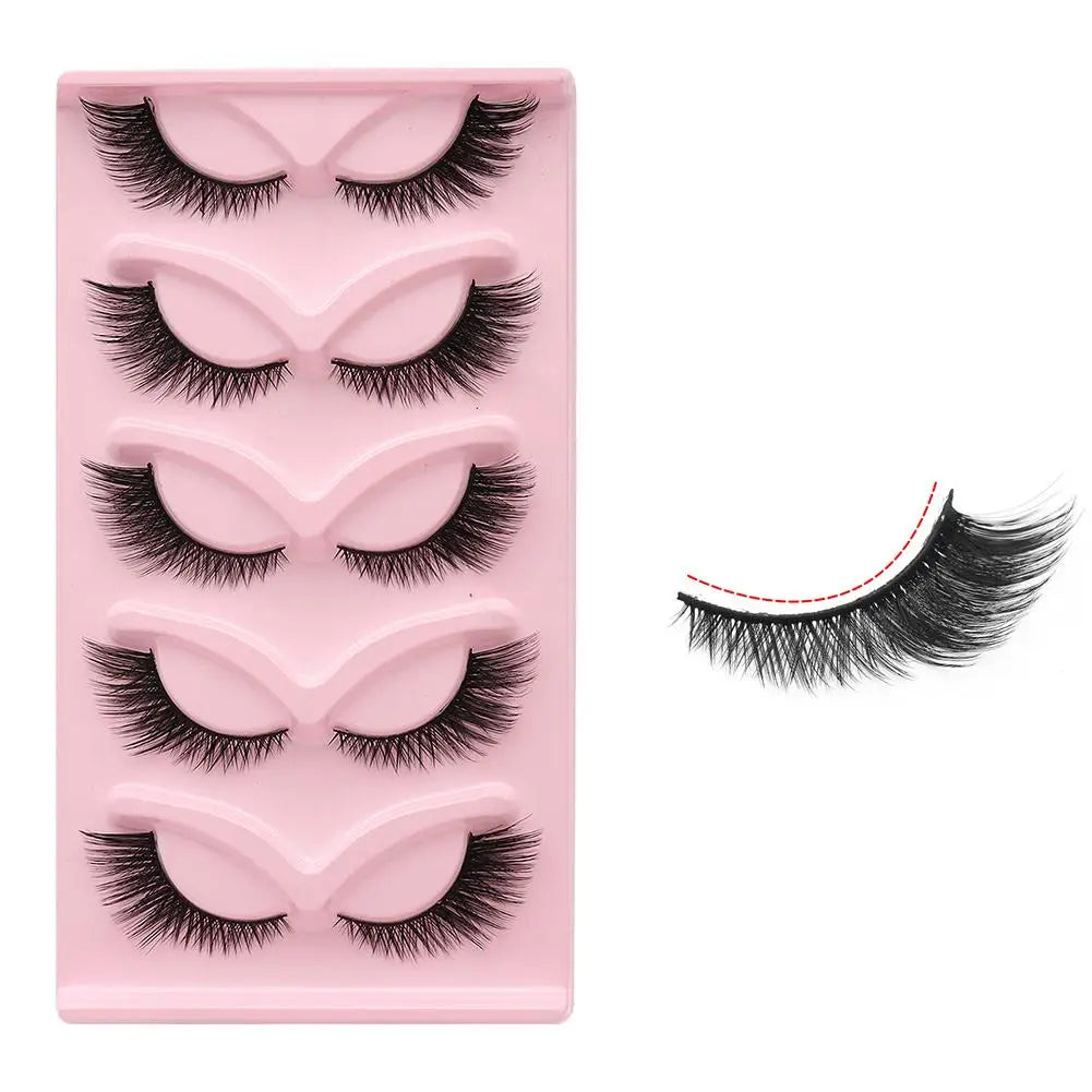 5 Pairs Faux Mink Wispy False Eyelashes – Fluffy Cat Eye Lashes