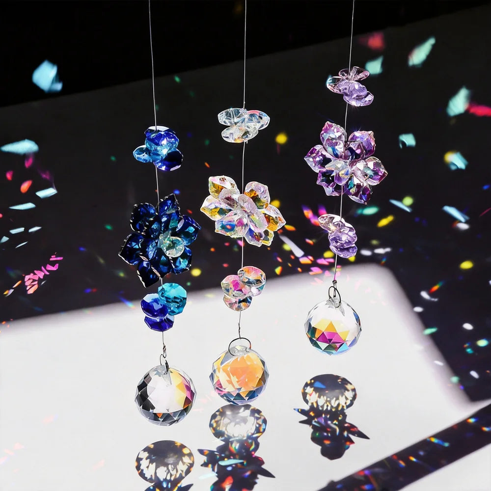 Lotus Leaf Suncatchers with Crystal Prisms Window Sun Catcher Ornament Rainbow Maker for Home Garden Rearview Mirror Charms Oasis Select