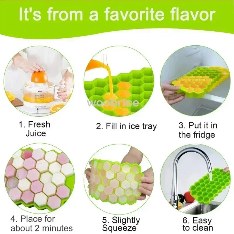 Ice Molds Silicone Honeycomb Hexagonal Template Popsicle Cube Mold Reusable BPA Free DIY Popsicle Mold Ice Cube Trays Oasis Select