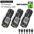 Powerful 3LED Super Bright Flashlight Portable Mini Burst Flash Torch Rechargeable Emergency Spotlight with Pen Clip Tail Magnet Oasis Select S01 600mAh 3PCS