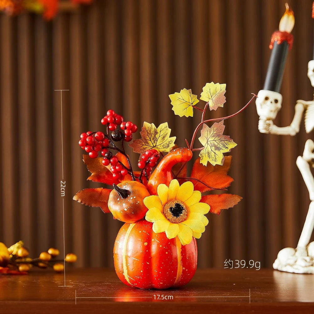 1pc Halloween decorations Pumpkin ornaments Artificial pumpkin maple leavesAutumn Party Harvest Festival Autumn home décor props Oasis Select Style 1