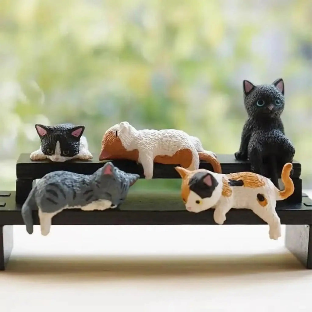 Cat Figure 5Pcs Mini Cute Cat Ornaments Kitten Figurines for Gift Home Decor Car Interior Desktop Model Garden Accessories Oasis Select