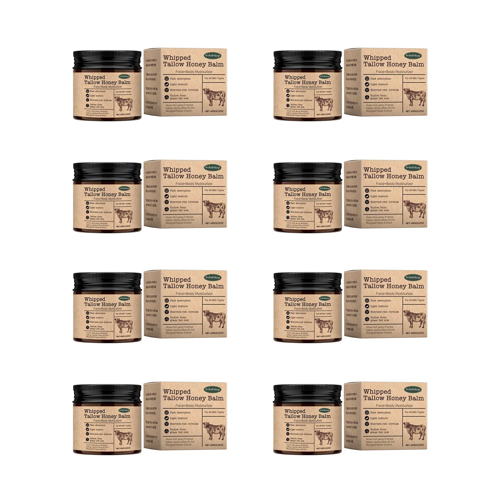 WoodSleep Beef Tallow & Honey Face Body Cream – Deep Moisture Tallow Face Body Cream Oasis Select 480g boxed