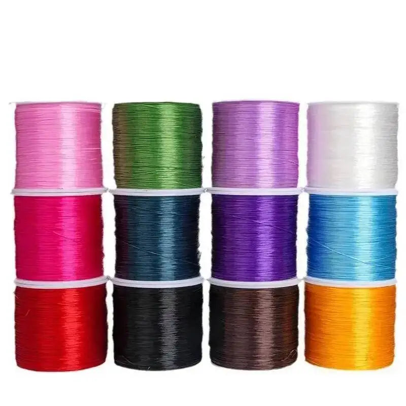 500M 0.8mm Flat Crystal Elastic Thread Bracelet String Leather Band Rope Wearing Bracelet Elastic Thread Buddha Bead Thread Oasis Select