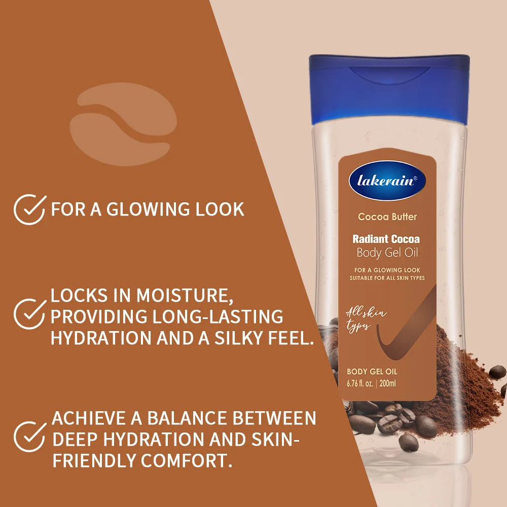 Radiant Cocoa Body Gel Oil Moisturizing Radiant for Glowing Skin Body Gel Oil Cocoa Butter Hydration For Dry Skin Care Oasis Select