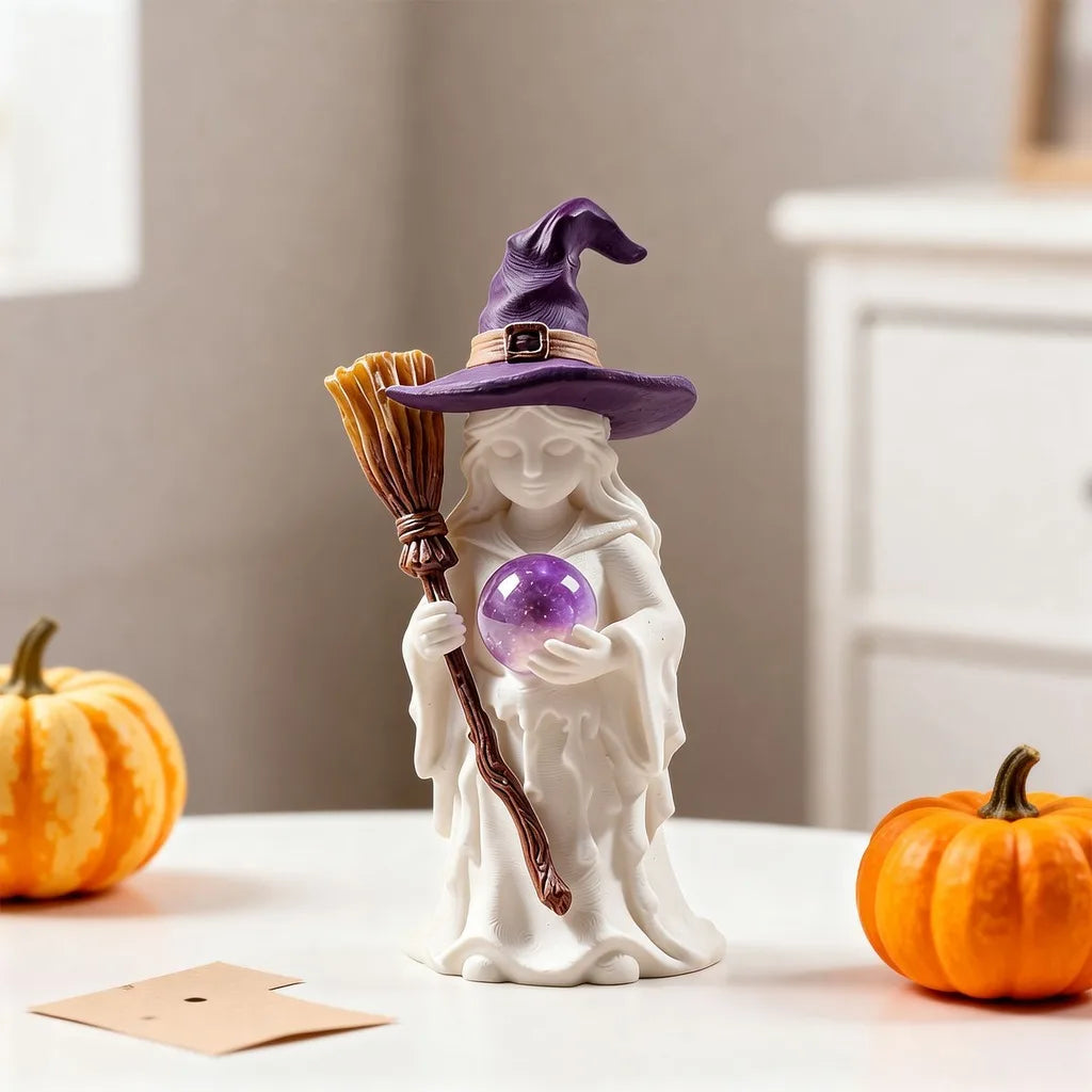 3D Halloween Witch Silicone Mold Witch Holding Crystal Ball Mold for Candle Plaster Resin Craft Home Decor Oasis Select