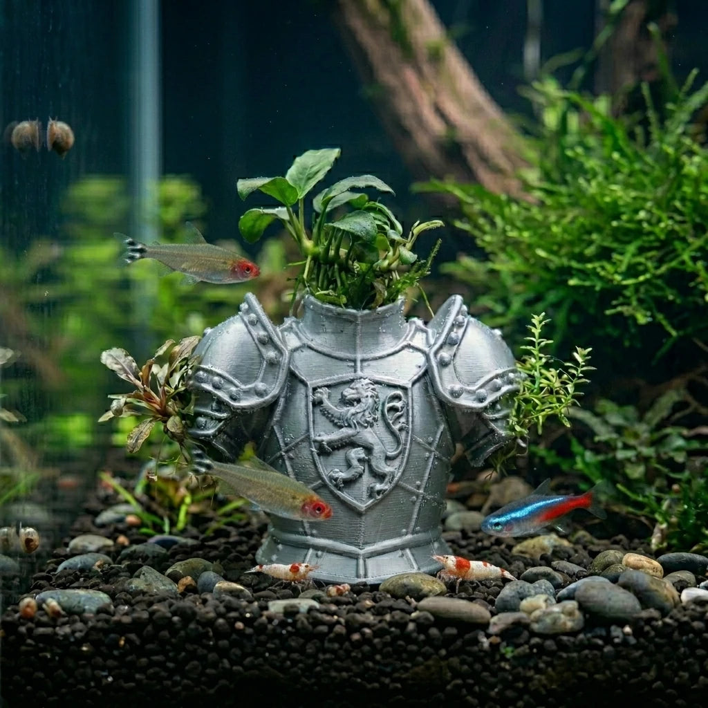 Medieval Knight Armor Aquarium Statuette Decor Retro Fish Hideout Planter for Aquatic Plants Shrimp Fish Tank Ornament Plant Pot Oasis Select