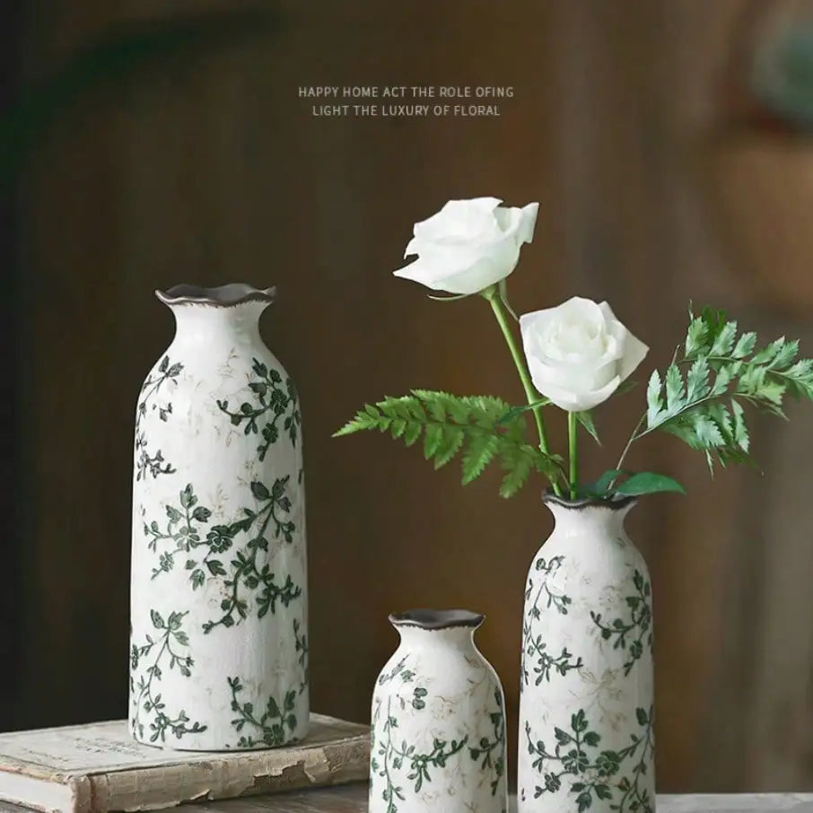 Crackle Ceramic Flower Vase Hydroponic Vase Table Decor Floral Arrangement Valentine's Day Gifts Birthday Graduation Gift Oasis Select