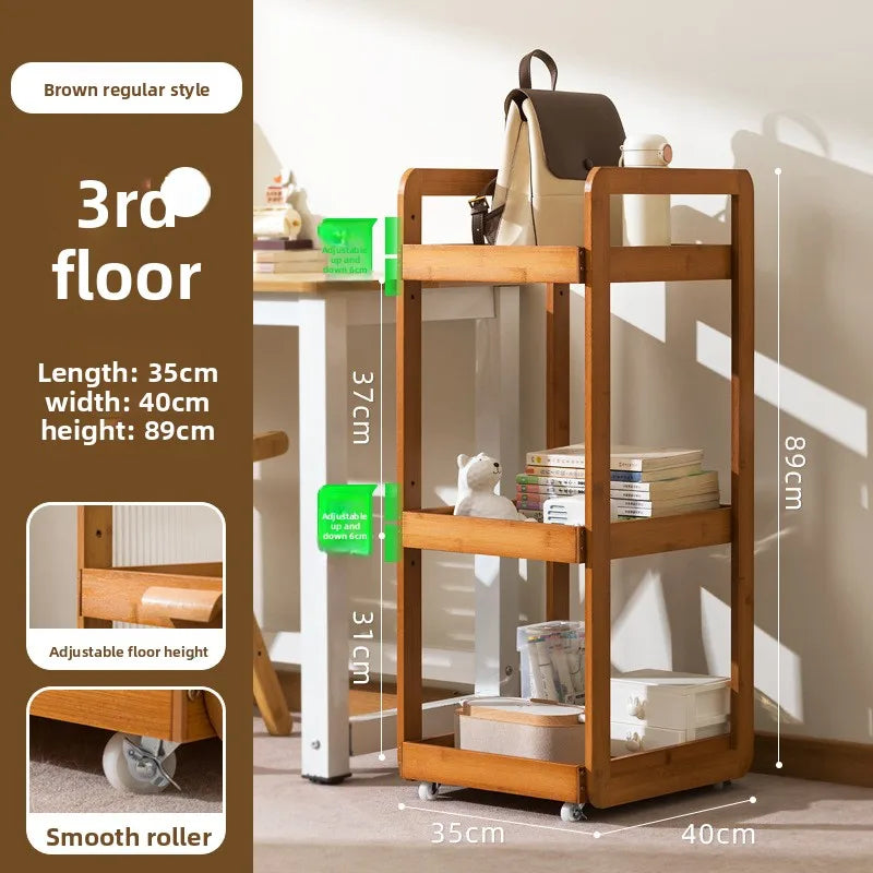Sofa side table Movable coffee table Mini table Bedside with wheels Side shelf Living room Small side cabinet Oasis Select brown-3