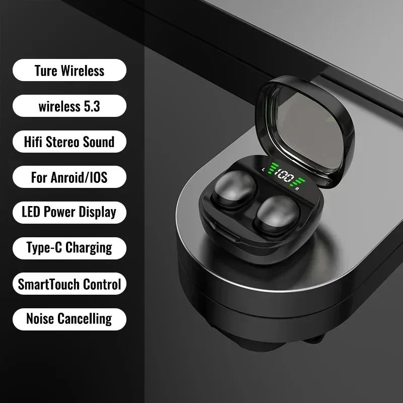Mini 5.3 wireless bluetooth headset small earbuds sleep work sports invisible headphones HD HIFI bass sound quality earphones Oasis Select Black