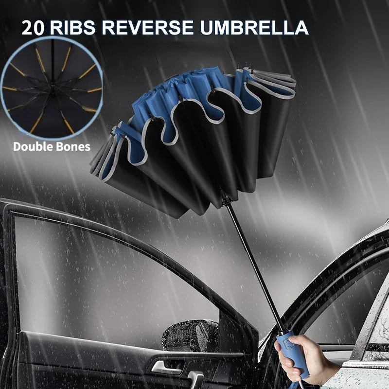 Men Women Umbrella Fully Automatic Reverse Folding Umbrella with Windproof Reflective Stripe UV Umbrellas Oasis Select