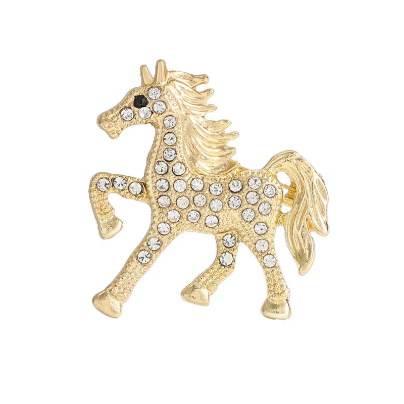 Fashion Rhinestone Horse Brooch for Women Men Zodiac Animal Brooches Lapel Pins Party New Year Jewelry Clothes Accessories Oasis Select Style 2